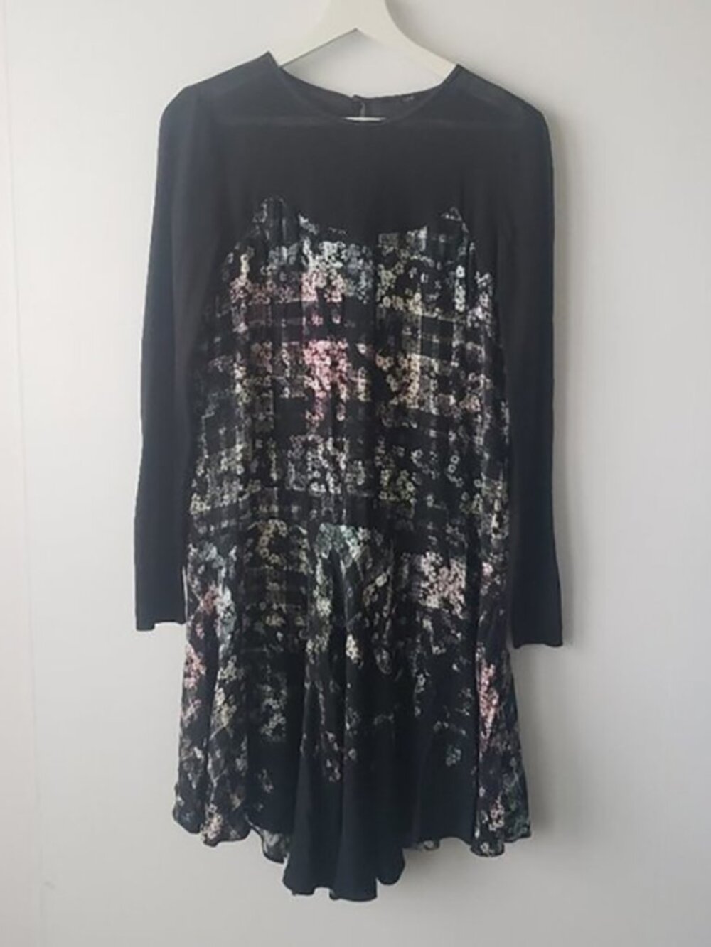 Tibi womens Floral Fields Long-Sleeve Ruffled Asymmetric Dress size 2